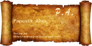 Papcsik Alex névjegykártya